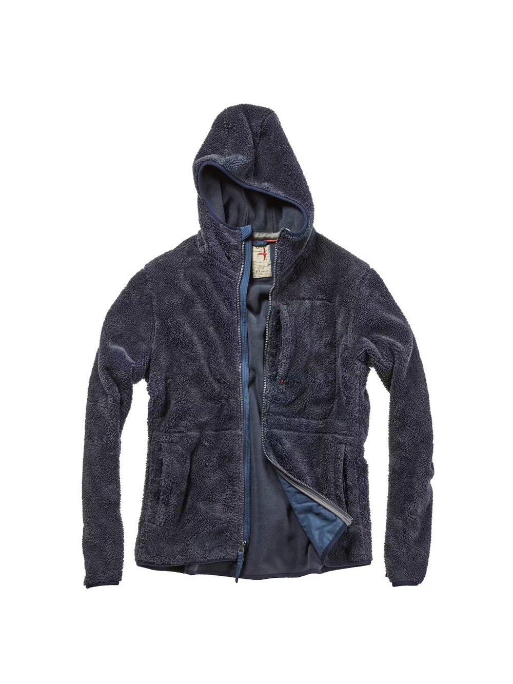 Relwen Shag Fleece Zip Hood Men's Full Zip in Navy Size Small